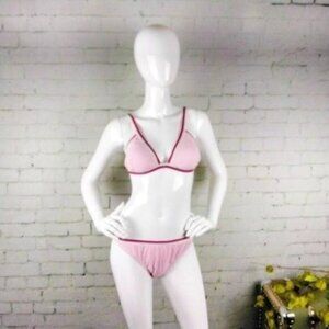 Sriwimon Sport Striped Triangle Bikini In Pink Size Large